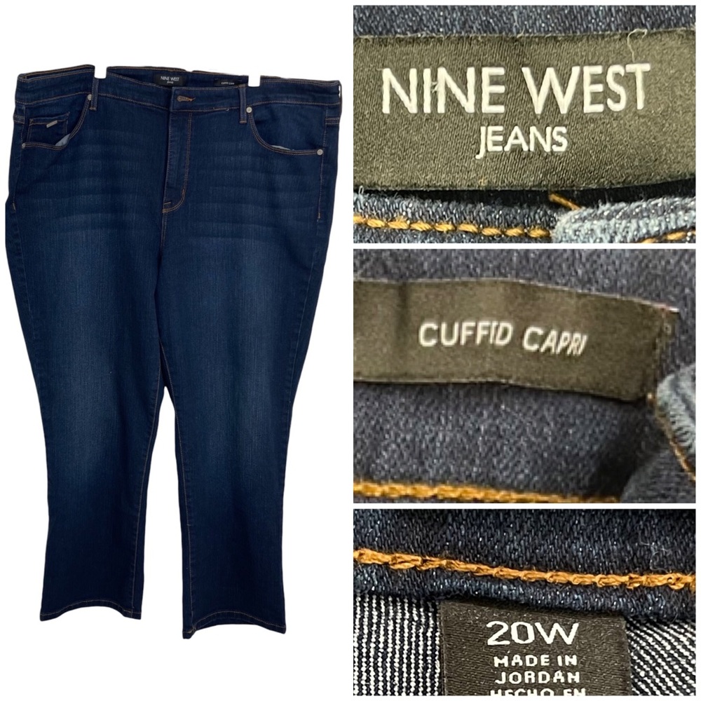 Nine West Womens Plus Size 20W Denim CUFFD CAPRI Stretch HighRise Classic Fit